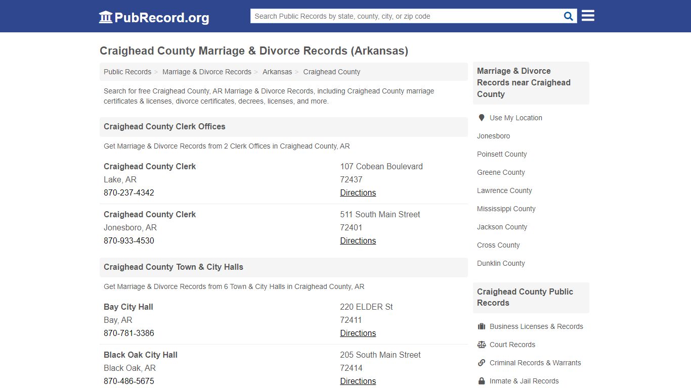 Craighead County Marriage & Divorce Records (Arkansas)