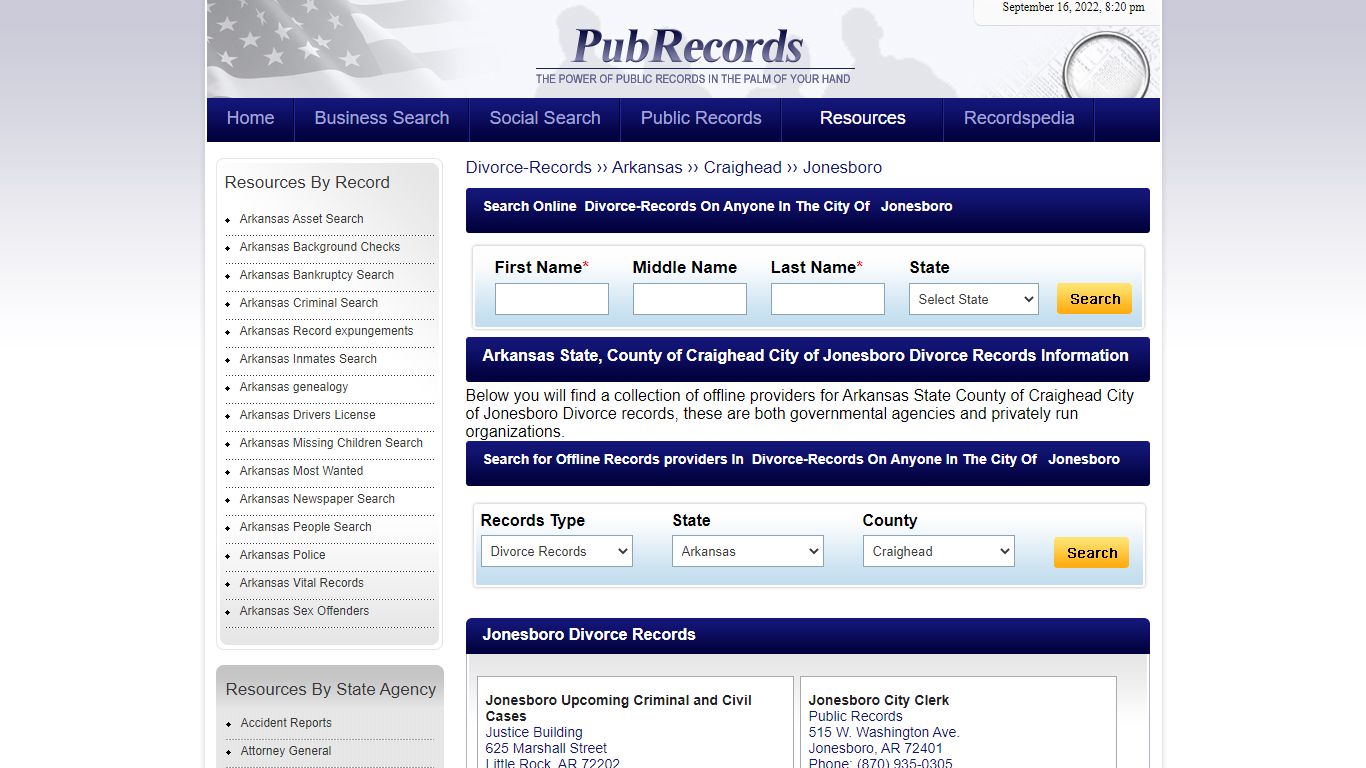 Jonesboro, Craighead County, Arkansas Divorce Records